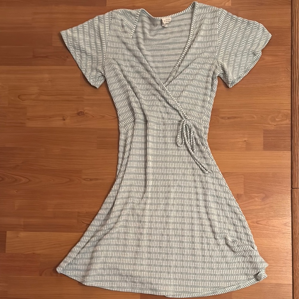 Striped Wrap Dress in Gray